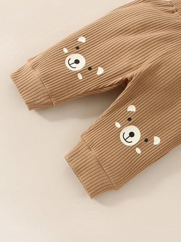 Newborn Baby Cartoon Graphic Bodysuit & Pants & Hat
