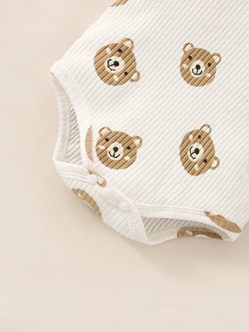 Newborn Baby Cartoon Graphic Bodysuit & Pants & Hat