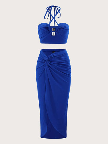 ICON Tie Back Halter Top & Twist Front Skirt