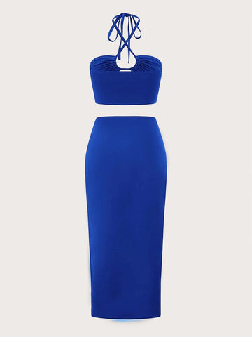 ICON Tie Back Halter Top & Twist Front Skirt