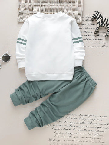 Toddler Boys Letter Graphic Sweatshirt With Sweatpants