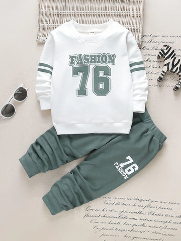 Toddler Boys Letter Graphic Sweatshirt With Sweatpants