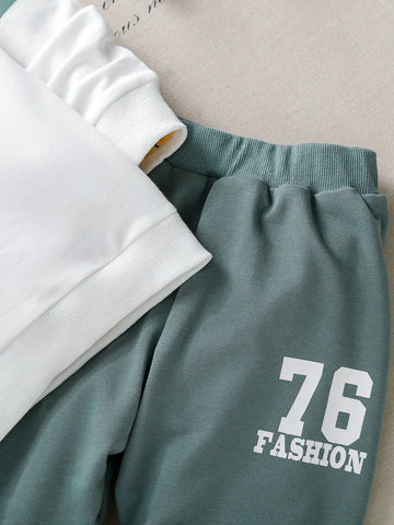 Toddler Boys Letter Graphic Sweatshirt With Sweatpants