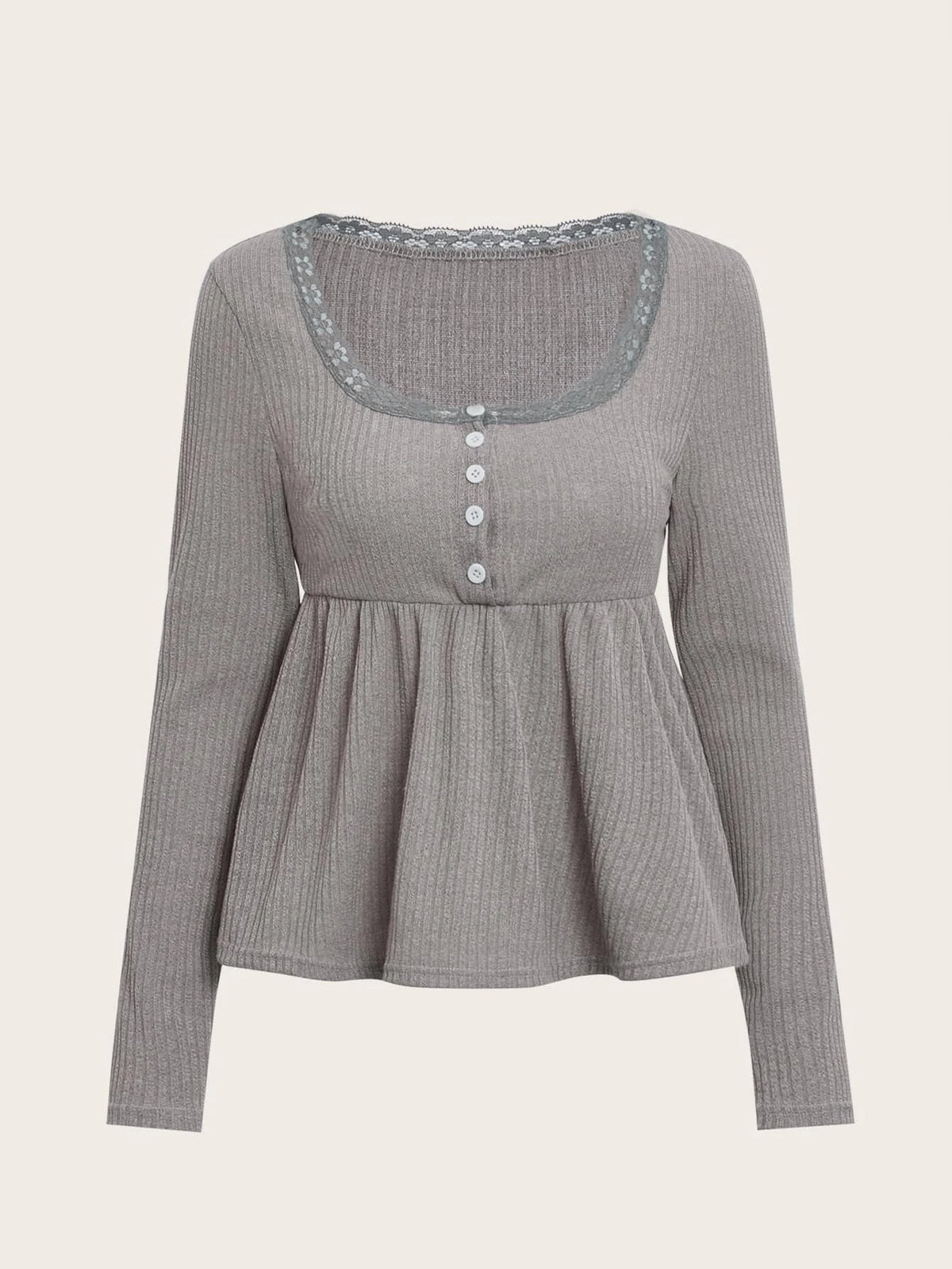 ROMWE STPL Lace Trim Ruffle Hem Tee