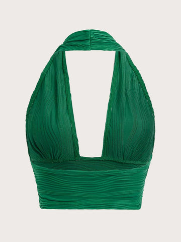 ICON Solid Backless Crop Halter Top