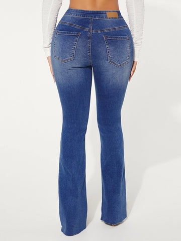 SXY Patch Detail Bootcut Leg Jeans