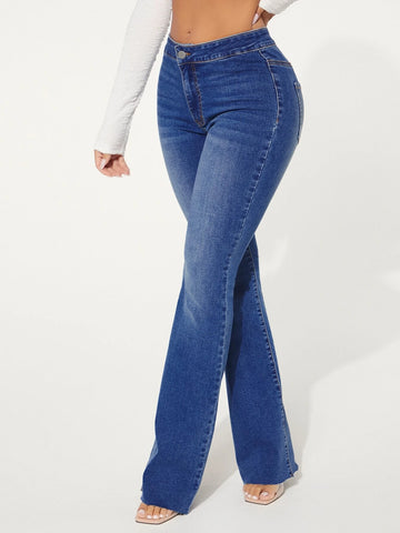 SXY Patch Detail Bootcut Leg Jeans