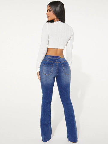 SXY Patch Detail Bootcut Leg Jeans
