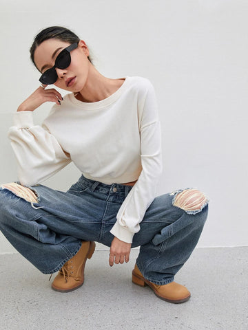 DAZY Cut Out Ripped Frayed Straight Leg Jeans
