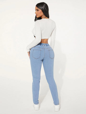 SXY Drawstring Waist Skinny Jeans