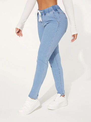 SXY Drawstring Waist Skinny Jeans