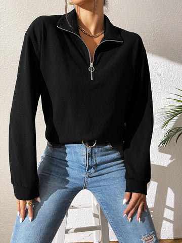 Drop Shoulder Half Zip Tee