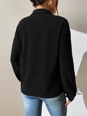 Drop Shoulder Half Zip Tee