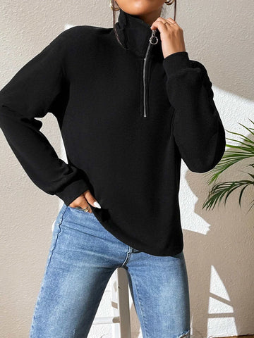 Drop Shoulder Half Zip Tee