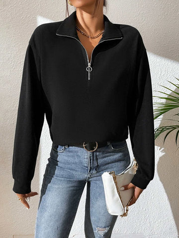 Drop Shoulder Half Zip Tee