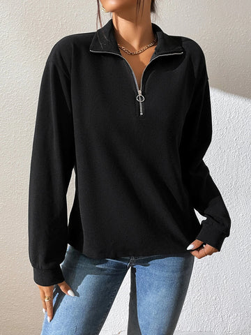 Drop Shoulder Half Zip Tee