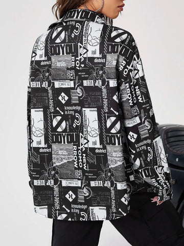 Pop Art Print Drop Shoulder Shirt