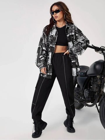Pop Art Print Drop Shoulder Shirt