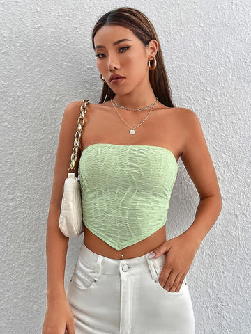 PETITE Hanky Hem Lace Up Back Crop Tube Top
