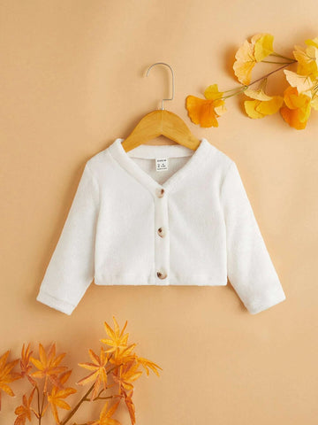 Baby Solid Button Front Flannel Jacket