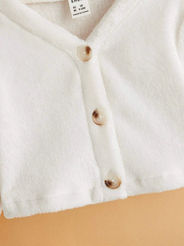 Baby Solid Button Front Flannel Jacket