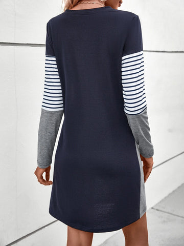 Striped Color Block Tee Dress