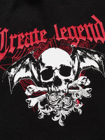 Skull & Letter Graphic Contrast Mesh Tee