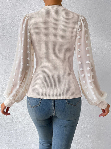 Swiss Dot Lantern Sleeve Top