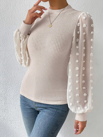 Swiss Dot Lantern Sleeve Top