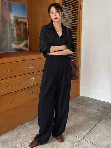 Dazy-Less Drop Shoulder Button Through Shirt