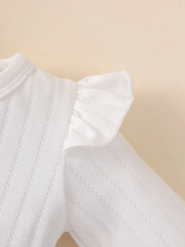 Newborn Baby Ruffle Trim Jumpsuit & Headband