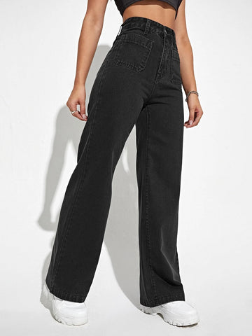 High Waist Straight Leg Jeans