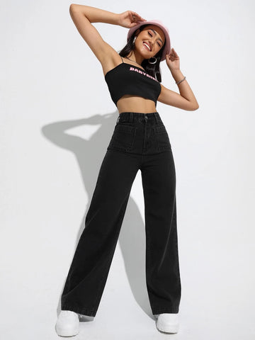 High Waist Straight Leg Jeans