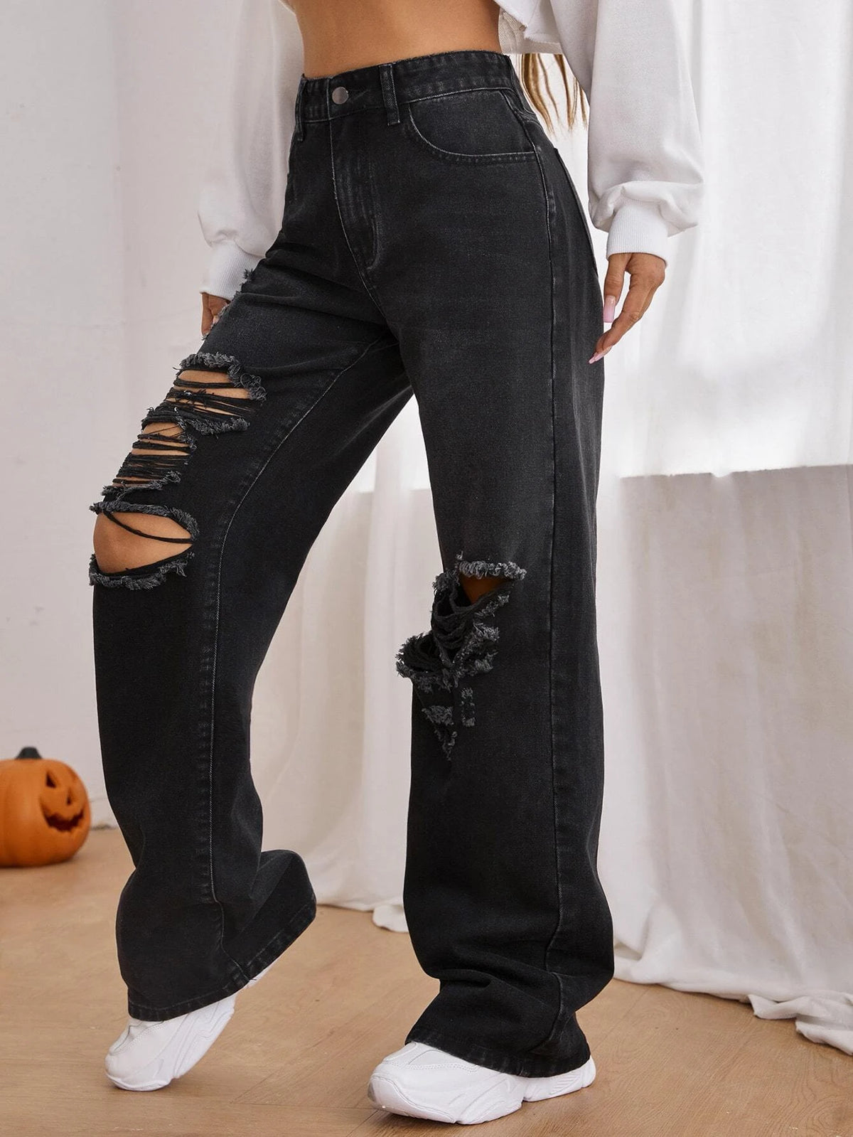 Ripped Wide Leg Jeans