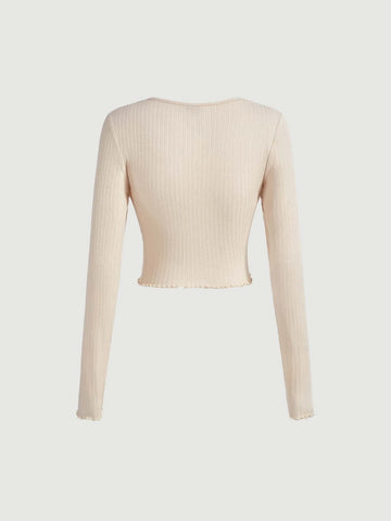 MOD Lettuce Trim Button Front Crop Tee