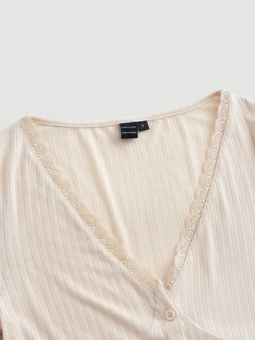 MOD Lettuce Trim Button Front Crop Tee
