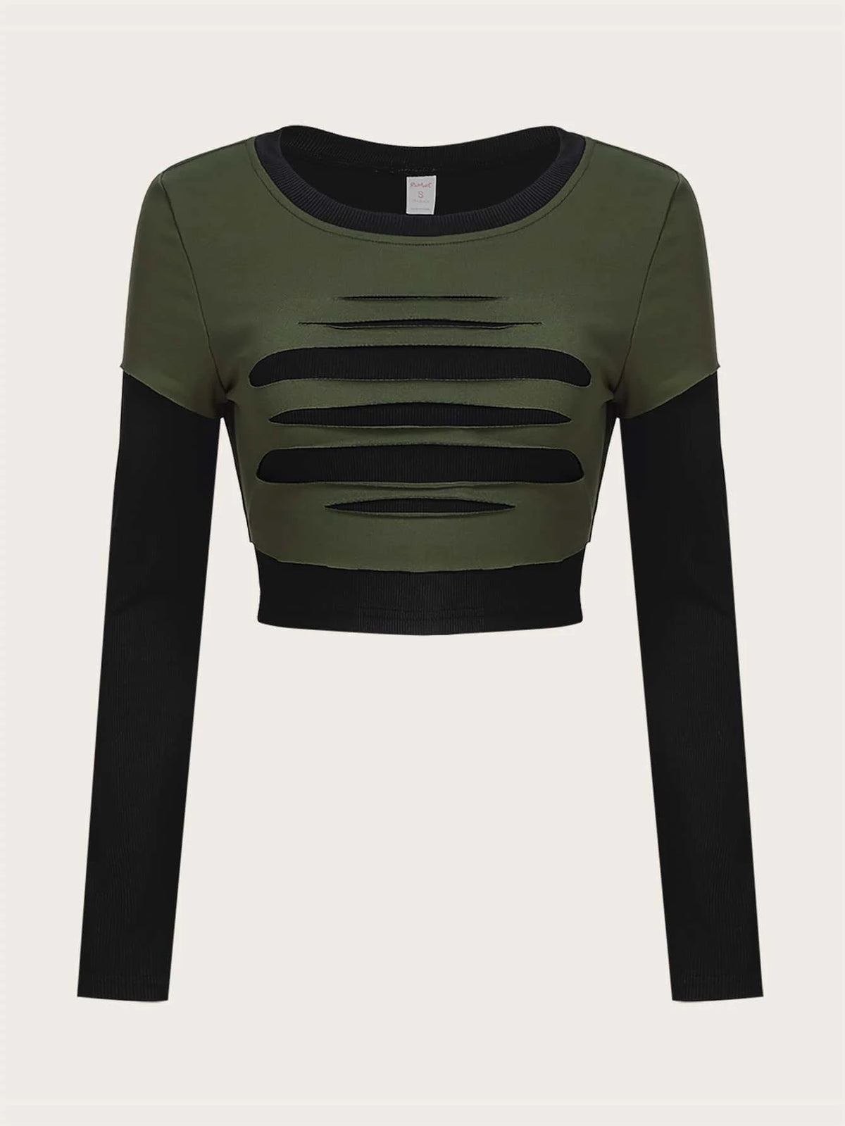 ROMWE STPL Colorblock Cut Out Crop Tee