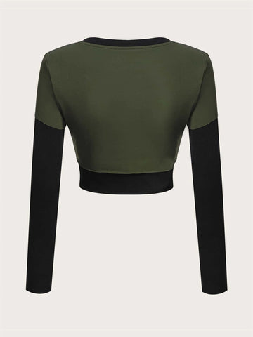 ROMWE STPL Colorblock Cut Out Crop Tee