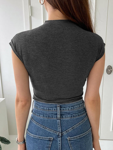 DAZY Solid Cap Sleeve Tee