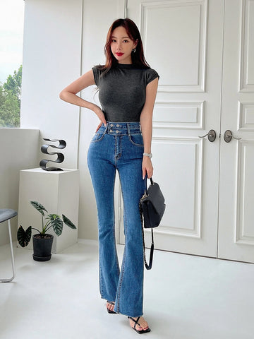 DAZY Solid Cap Sleeve Tee