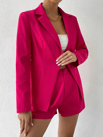 Lapel Neck Single Button Blazer & Shorts