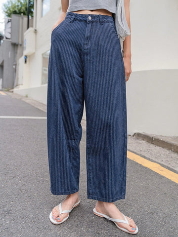 DAZY Striped Slant Pocket Wide Leg Jeans