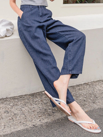 DAZY Striped Slant Pocket Wide Leg Jeans
