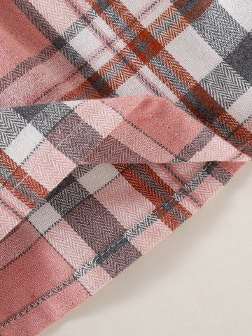 Newborn Baby Plaid Bow Front 2 In 1 Dress With Headband