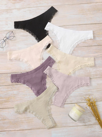 7pack Contrast Lace Panty Set