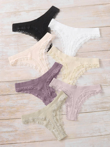 7pack Contrast Lace Panty Set