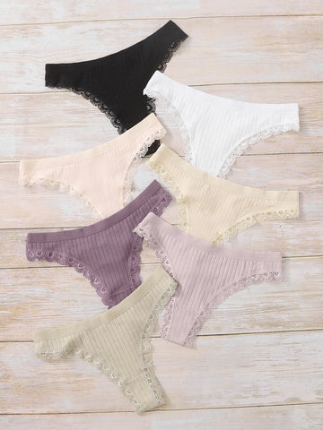 7pack Contrast Lace Panty Set