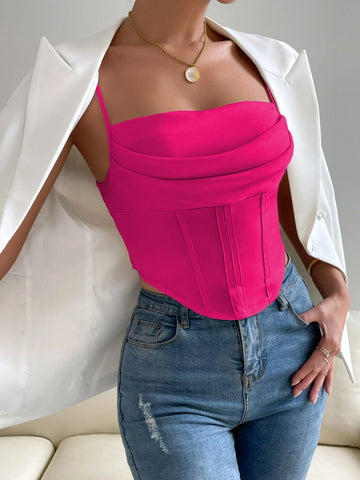 Solid Asymmetrical Hem Crop Cami Top