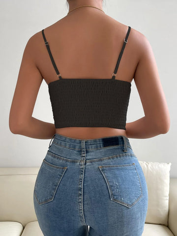 Solid Asymmetrical Hem Crop Cami Top