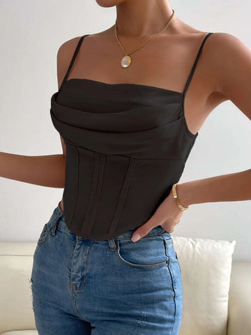 Solid Asymmetrical Hem Crop Cami Top